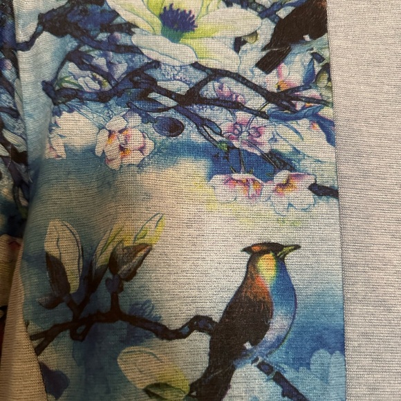 Soft Surroundings Flowers and Birds Draped Cardigan Topper with Hi-Lo hem - Picture 9 of 13